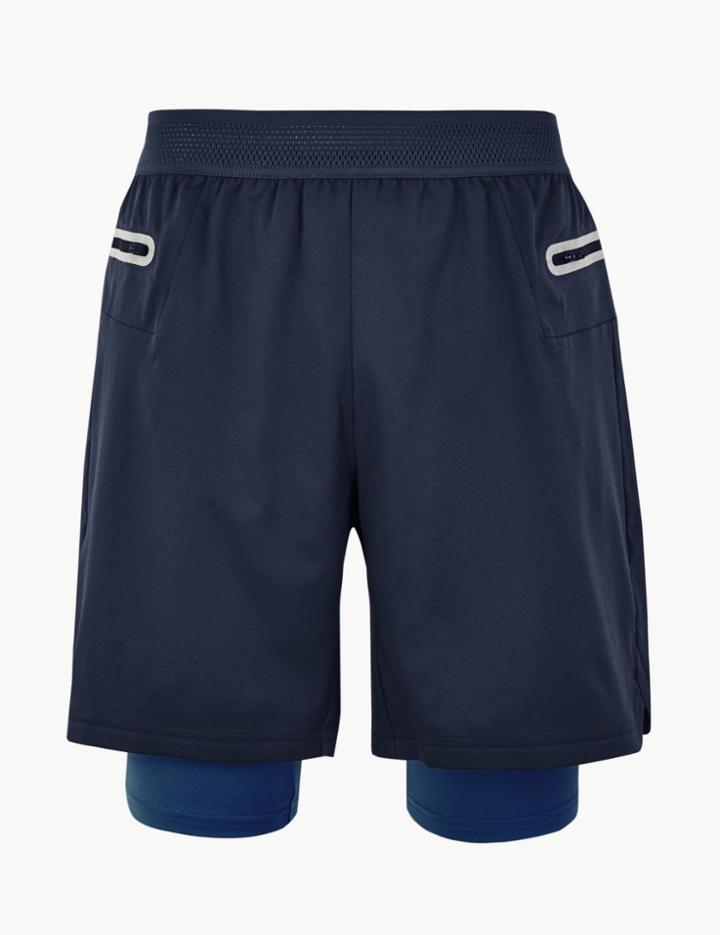 Marks & Spencer Active Two Layer Shorts Navy Mix