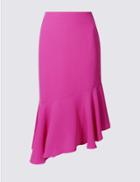 Marks & Spencer Asymmetrical Flared Hem A-line Midi Skirt Pink