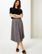 Marks & Spencer Printed Jersey A-line Midi Skirt Black Mix
