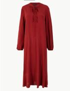 Marks & Spencer Button Detail Midi Relaxed Fit Dress Red