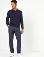 Marks & Spencer Regular Fit Wool Blend Trousers Denim