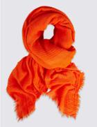 Marks & Spencer Chenille Striped Scarf Tangerine