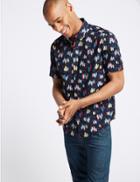 Marks & Spencer Slim Fit Surfboard Design Shirt Navy