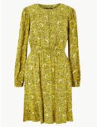 Marks & Spencer Ditsy Floral Mini Waisted Dress Yellow Mix