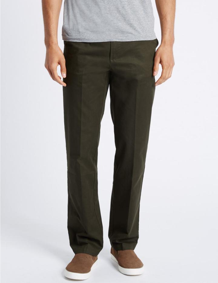 Marks & Spencer Regular Fit Chinos With Stormwear&trade; Dark Green
