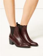 Marks & Spencer Wide Fit Leather Ankle Boots Burgundy