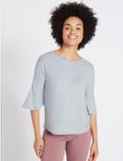 Marks & Spencer Round Neck Frill Sleeve T-shirt Pale Blue