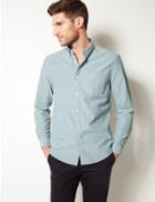 Marks & Spencer Pure Cotton Oxford Shirt With Pocket Teal