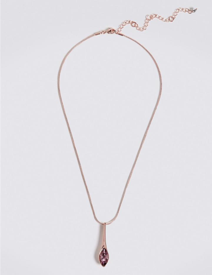 Marks & Spencer Navette Pendant Necklace Made With Swarovski&reg; Elements Rose Mix