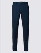 Marks & Spencer Pure Cotton Slim Fit Flat Front Chinos Navy
