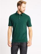 Marks & Spencer Pure Cotton Spotted Polo Shirt Teal