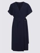 Marks & Spencer Tie Side Half Sleeve Wrap Dress Navy