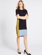 Marks & Spencer Colour Block Half Sleeve Tunic Dress Navy Mix