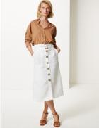 Marks & Spencer Button Detailed Fit & Flare Skirt Soft White