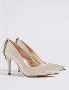 Marks & Spencer Stiletto Heel Jewel Back Court Shoes Ivory