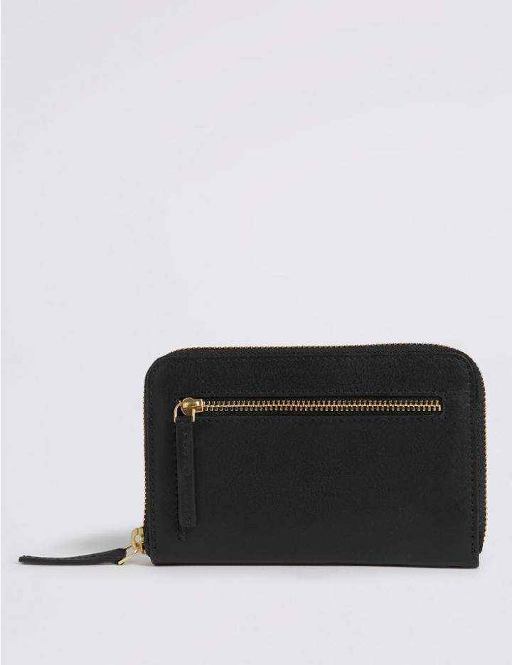 Marks & Spencer Leather Zip Around Purse Black