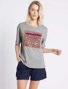 Marks & Spencer Pure Cotton Tassel Embroidered T-shirt Grey Marl
