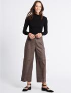 Marks & Spencer Checked Wide Leg Trousers Natural Mix