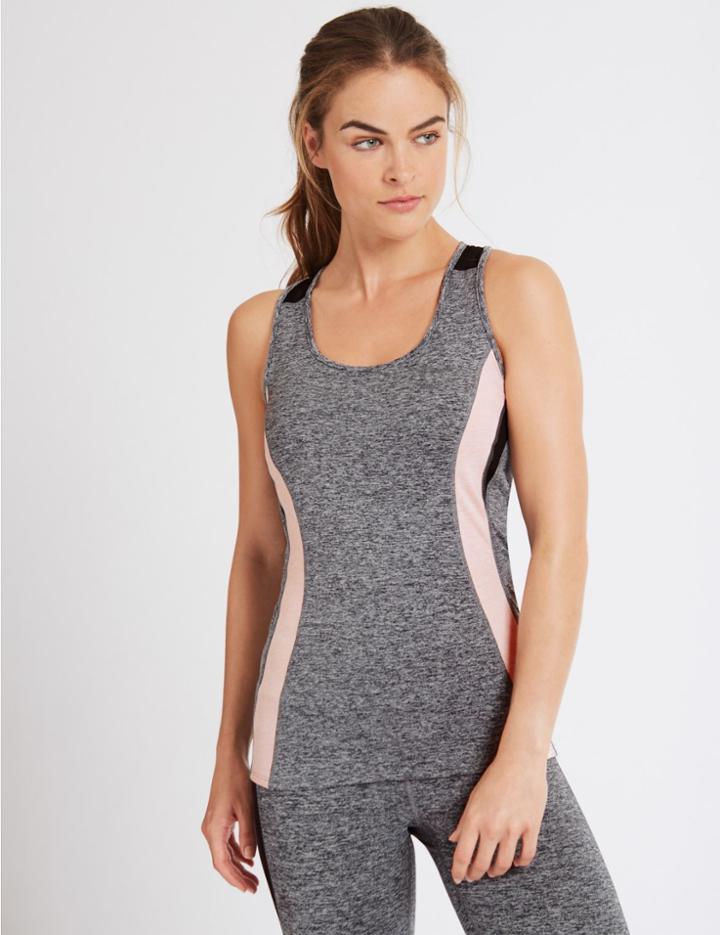 Marks & Spencer Colour Block Scoop Neck Vest Grey Mix