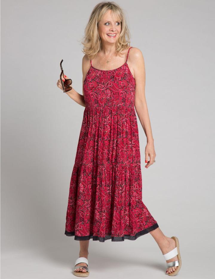 Marks & Spencer Modal Blend Paisley Print Slip Dress Pink Mix