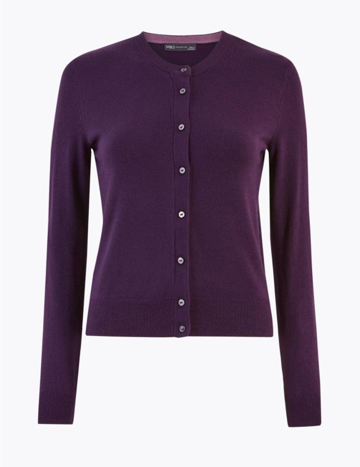 Marks & Spencer Crew Neck Cardigan Blackcurrant