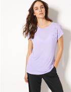 Marks & Spencer Quick Dry Textured Short Sleeve Top Medium Lilac