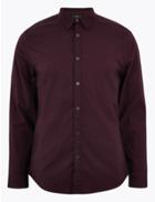 Marks & Spencer Slim Fit Oxford Shirt With Stretch Dark Red