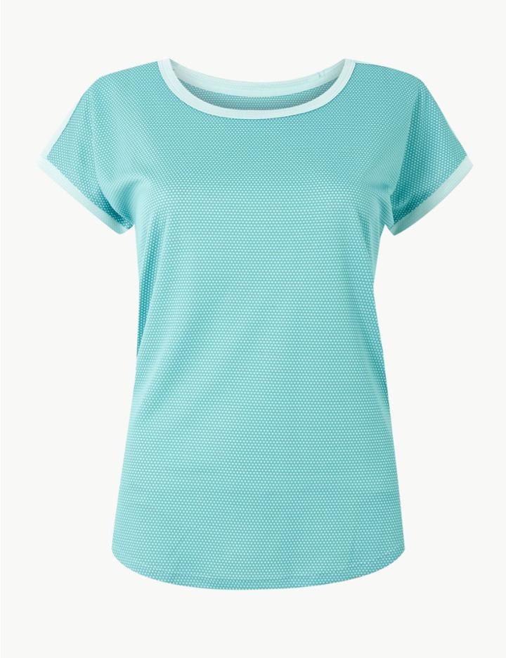 Marks & Spencer Quick Dry Round Neck Short Sleeve Top Aqua Marine