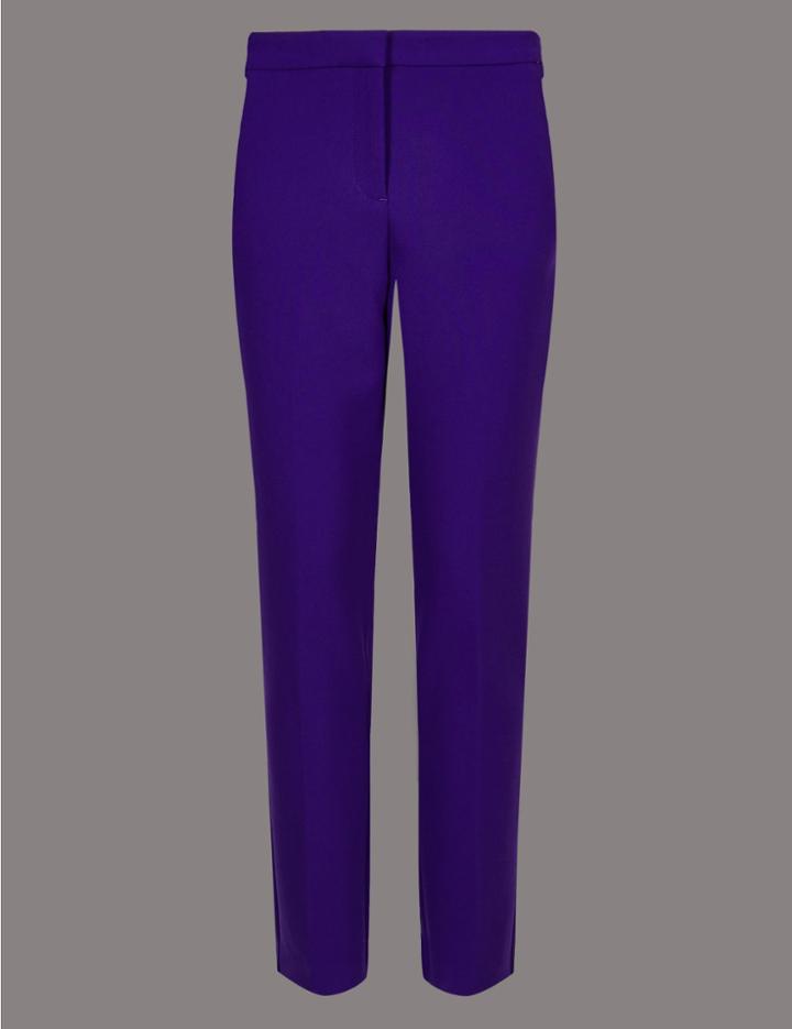 Marks & Spencer Double Crepe Slim Leg Trousers Purple