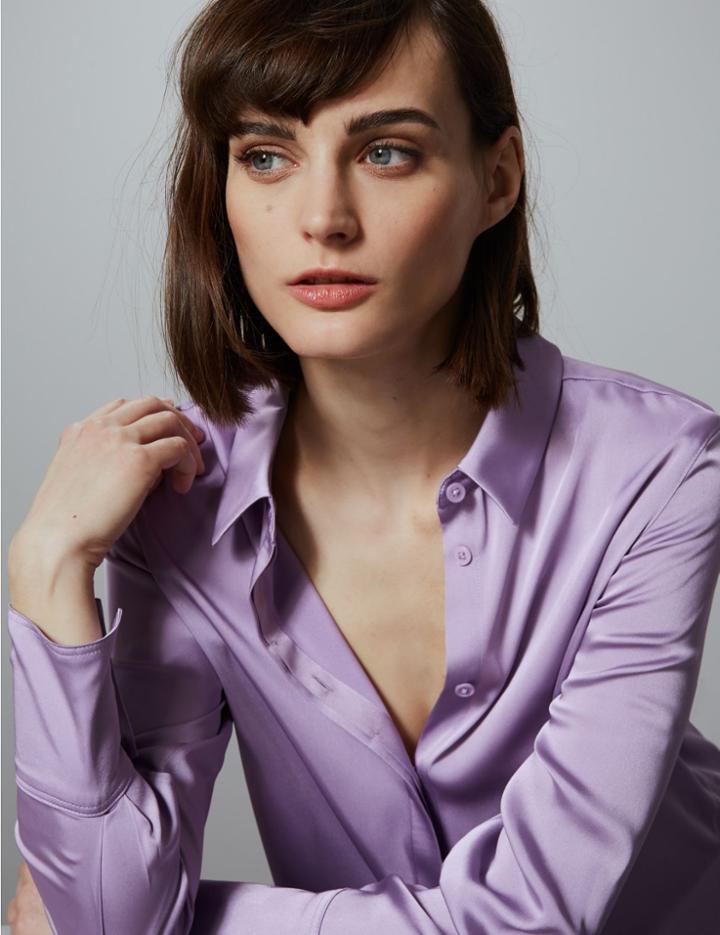 Marks & Spencer Satin Button Detailed Shirt Amethyst