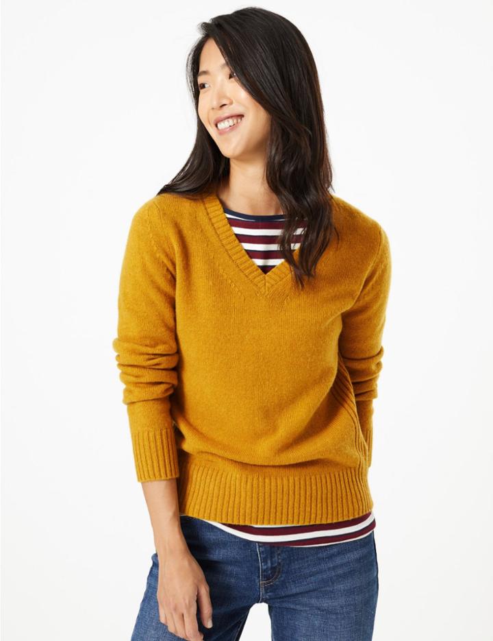 Marks & Spencer Wool Rich V-neck Jumper Desert