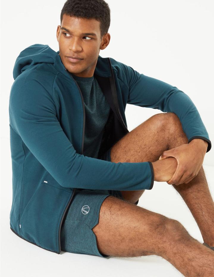 Marks & Spencer Active Cotton Zip Through Hoodie Petrol