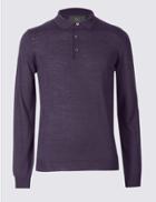 Marks & Spencer Merino Wool Blend Polo Shirt Purple