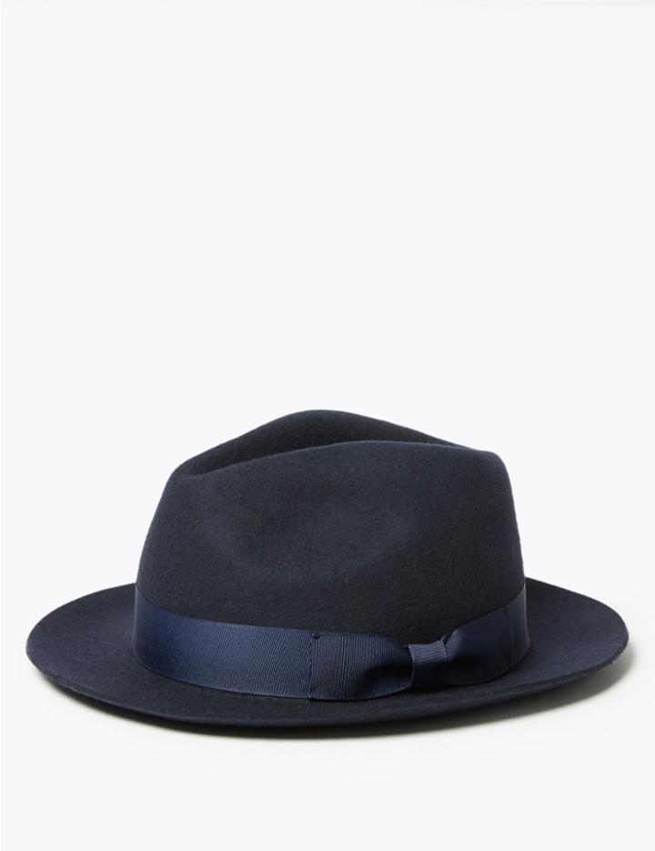 Marks & Spencer Wool Fedora Navy