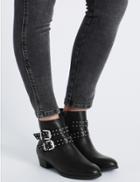 Marks & Spencer Block Heel Stud Strap Ankle Boots Black