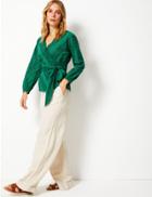 Marks & Spencer Pure Cotton Embroidered Blouse Sea Green