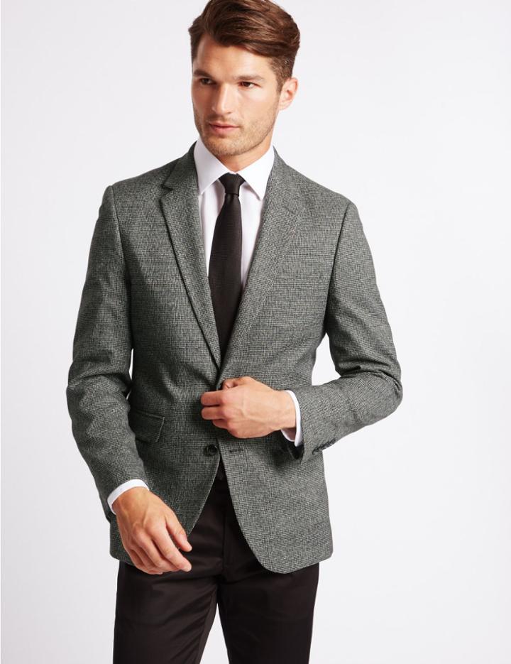 Marks & Spencer 2 Button Mouline Jacket Grey