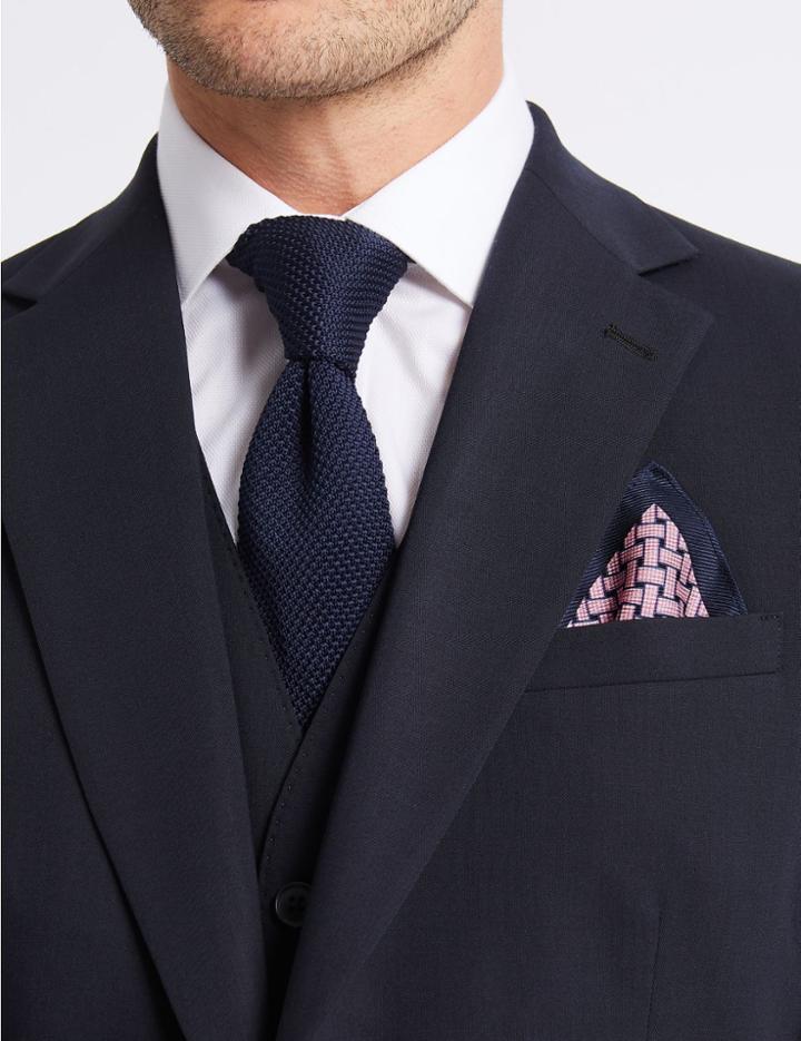 Marks & Spencer Pure Silk Lattice Print Pocket Square Pink Mix