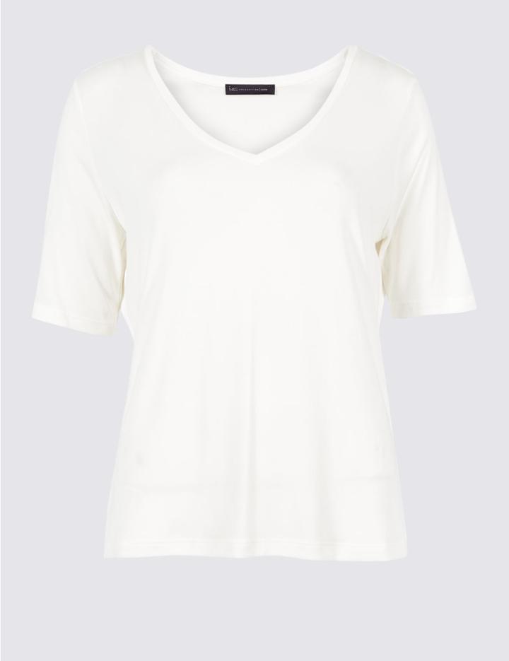 Marks & Spencer Petite Modal Rich Short Sleeve T-shirt Ivory
