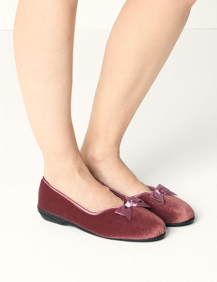 Marks & Spencer Pull-on V-throat Bow Ballerina Slippers