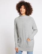 Marks & Spencer Textured Round Neck Long Sleeve Tunic Jumper Mid Grey Marl