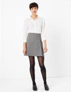 Marks & Spencer Pleat Front Jacquard Mini Skirt Black Mix