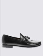Marks & Spencer Leather Slip-on Tassel Loafers Black