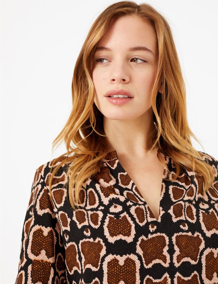 Marks & Spencer Petite Animal Print Shift Dress Brown Mix