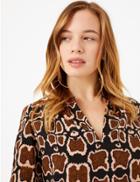 Marks & Spencer Petite Animal Print Shift Dress Brown Mix