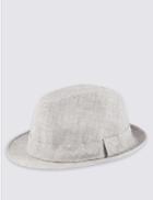 Marks & Spencer Linen Blend Cool & Fresh&trade; Marl Trilby Hat Grey Marl