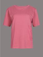 Marks & Spencer Pure Cotton Round Neck Half Sleeve T-shirt Dark Pink