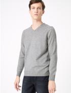 Marks & Spencer Pure Extra Fine Lambswool V-neck Jumper Mid Grey