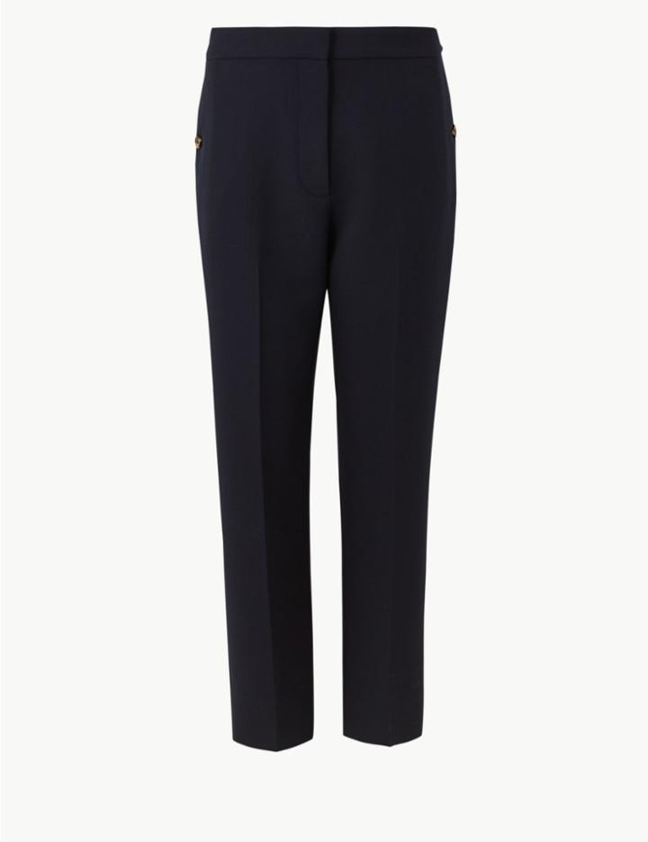Marks & Spencer Straight Leg 7/8th Trousers Dark Navy