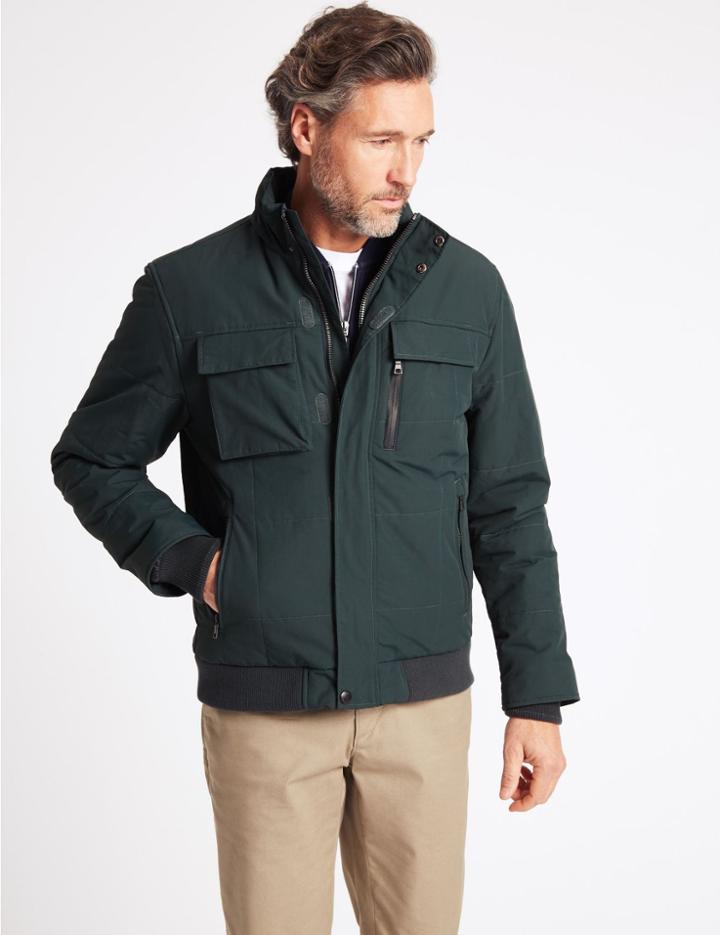 Marks & Spencer Fleece Sailing Jacket With Stormwear&trade; Dark Green